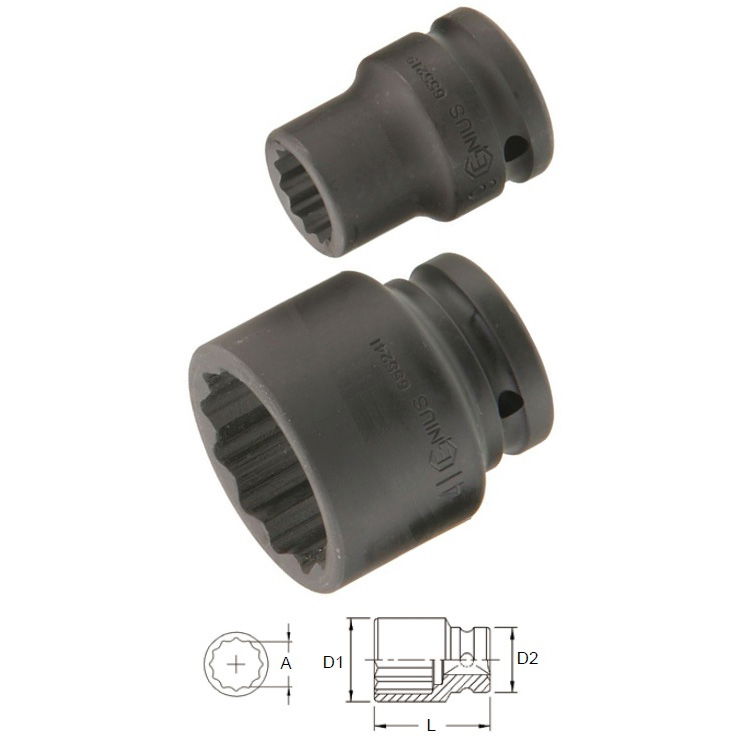 Genius Tools 655232 3/4"-os 12 lapú gépi dugókulcs fej, 32 mm termék fő termékképe