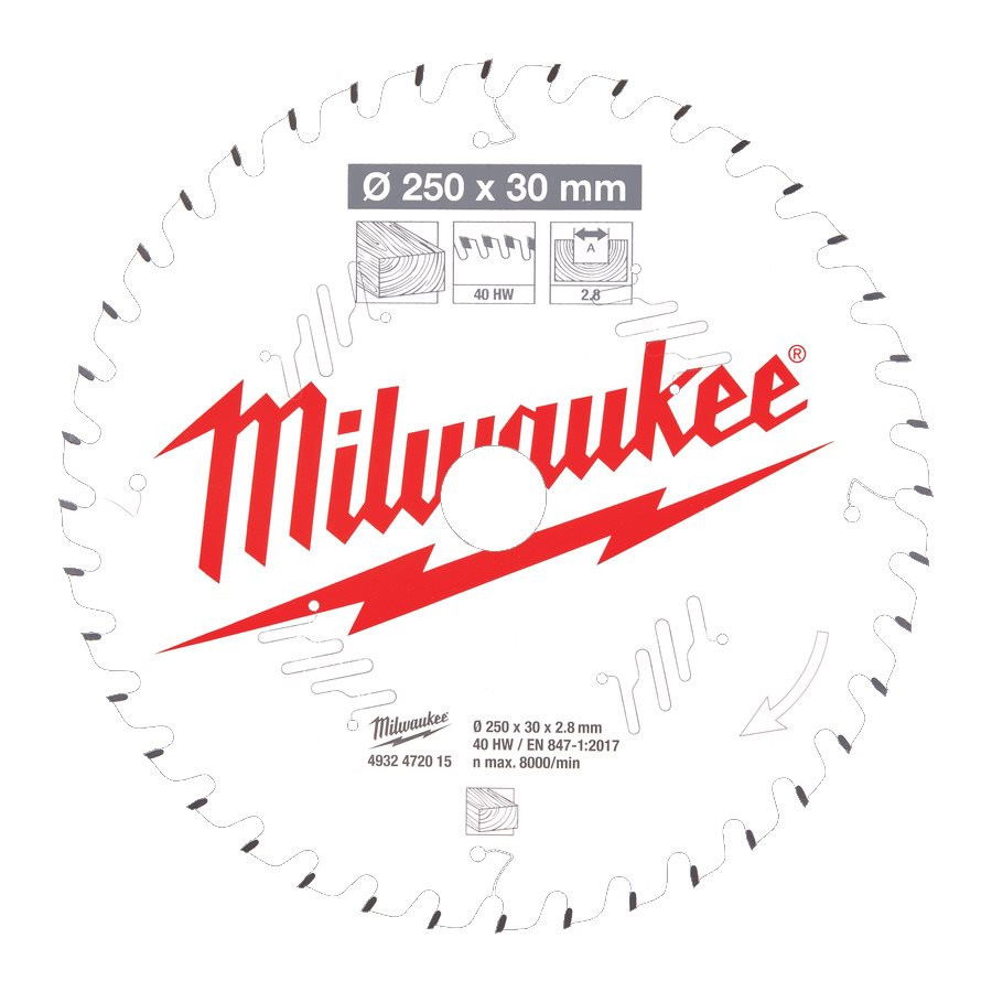 Milwaukee CSB MS W körfűrészlap 250/30/40ATB termék fő termékképe